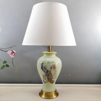 Lampe de table en céramique personnalisée, style américain simple, chambre à coucher, style chinois, salon européen, lampe de chevet LED, lampe d'hôtel CE