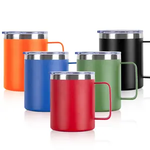 Yeniden kullanılabilir ve dayanıklı seyahat kahve fincanı termos kupa su bardağı paslanmaz çelik kamp kapaklı kupa
