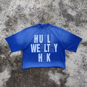 Huili Nhà Máy Tùy Chỉnh Cổ Điển Rửa Nặng Bông Áo Thun Màn Hình In Ấn Cắt Boxy Phù Hợp Mặt Trời Faded Đồ Họa T Áo Sơ Mi Cho Nam Giới - Product Image 3