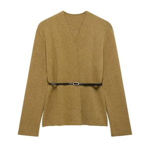 <span class=keywords><strong>Myst</strong></span> & Za 2025 Ladies' V-Neck Belt Cardigan tricoté Casual Button Decoration Short Sweater Jacket for Autumn Commuting Free Size - Product Image 5