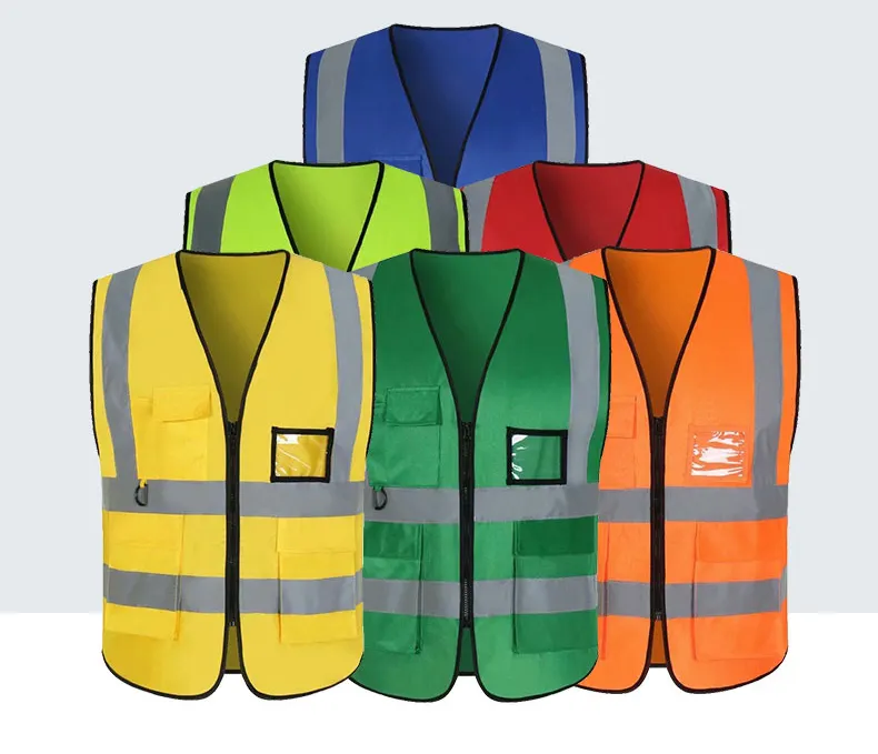 Banyak kantong kelas 2 Hi-viz seragam keamanan reflektor pita reflektif jaket keselamatan rompi dengan Logo