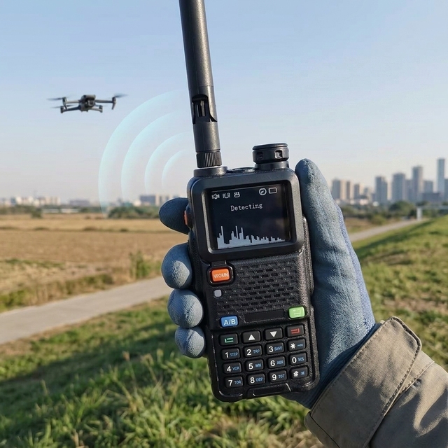 Handheld Drone Detection Detector 300MHz-6000MHz Passive UAV FPV Drone Equipment with Wireless Alarm System 360 Degree