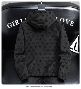 Áo khoác nam vải <span class=keywords><strong>canvas</strong></span> kiểu mới 2025, cổ đứng, có mũ, phong cách đường phố mùa thu, họa tiết chữ cái - Product Image 4