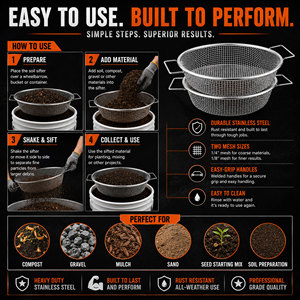 Galvanized Steel Soil Sifter Screens 1/4 1/8 <b>Mesh</b> 1.0MM <b>Wire</b> Gauge 30cm Diameter for 5 Gallon Buckets Filter Set USSANXING Model - Product Image 3