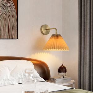 Nuevo estilo de tela plisada de hierro LED regulable blanco cálido interior moderno aplique lámpara de pared para dormitorio cabecera - Product Image 2