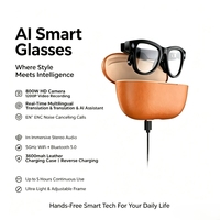 Gafas Inteligentes con IA para Oficina y Viajes, Cámara Dual de 1200P, Resistentes al Agua IPX-4, Traducción en Tiempo Real, Manos Libres, Carga Portátil