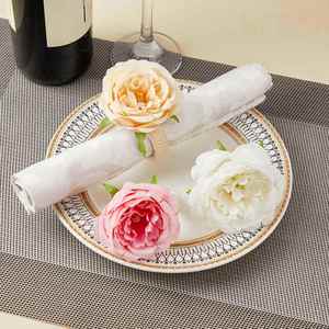 Decorative Artificial Rose Rings Dining Paper Napkin Holders Ring Clips for Hotel <b>Table</b> Arrangement - Product Image 3