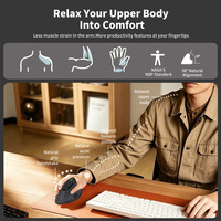 Souris verticale ergonomique avec trois modes, sans fil, design à double molette, rechargeable, écran LED pour PC, ordinateur portable, bureau à domicile