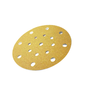 Discos de lijado abrasivo dorado, 6 pulgadas, 150mm, 17 agujeros, gancho y bucle, papel de arena para pulir, herramienta abrasiva de masilla automática