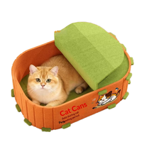 Niche pour chat moderne en feutre pour intérieur, design mignon en forme de boîte de conserve, lit pour animaux de compagnie grande capacité, résistant aux griffures, cachette pour chaton à assembler