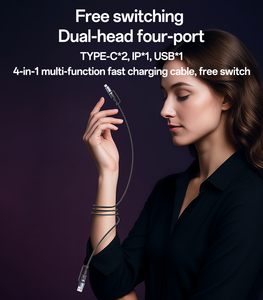 Yesido Cáp dữ liệu truyền tốc độ cao 4 trong 1 loại C/<span class=keywords><strong>USB</strong></span> sang loại C/<span class=keywords><strong>IP</strong></span> 1.2 mét tối đa 60W sạc nhanh ca200 - Product Image 4