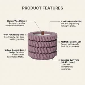 Luxury Industrial Tire Shaped Scented Soy Wax <b>Candle</b> With Wood <b>Wick</b> For Modern Home Decor Wholesale Private Label Premium Set - Product Image 4