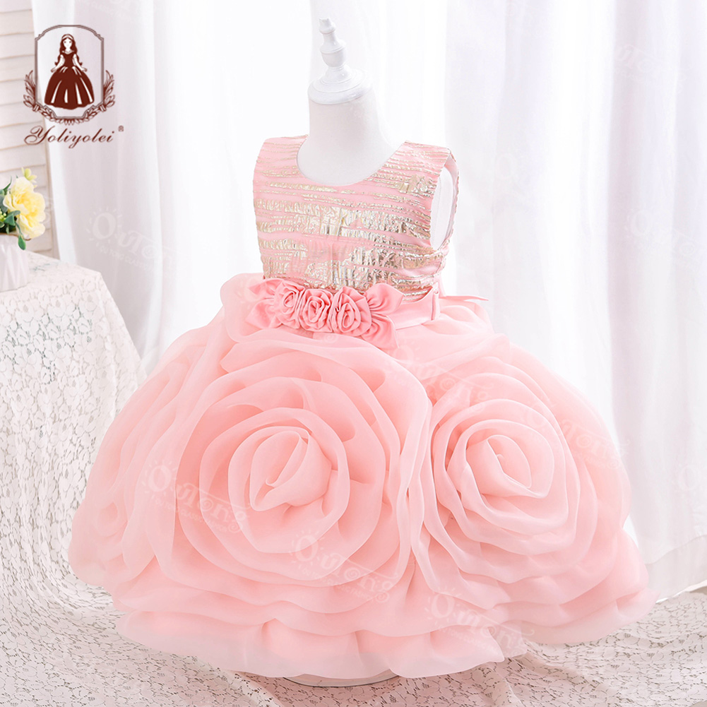 Цветочное платье для девочек премиум-класса Oem фабрика Outong Robe De Mariage Детские платья на день рождения для маленьких девочек