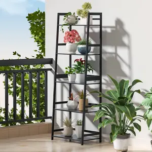 Bookshelf  Black Book Shelf  Ladder Bookcase  5 Tier Tall Book case for Bedroom  Living Room  Office