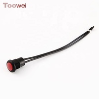 Tombol Tekan Bulat Merah 16mm Berkualitas Tinggi IP67 dengan Kabel, Tahan Air, untuk Mobil, Kapal, dan Yacht
