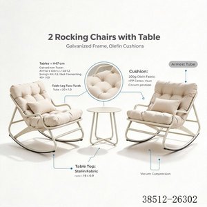 Contemporary Aluminum Rocking Garden <b>Chairs</b> with Fabric <b>Cushions</b> Manual Recliner Outdoor Patio Furniture Set 38512-26302 - Product Image 4