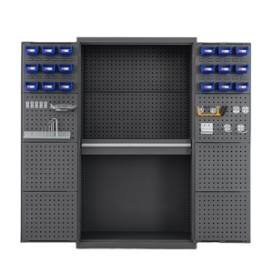 Gabinete de almacenamiento de garaje de metal con estantes ajustables de cajón y archivador lateral bloqueable de 2 puertas para sótano de garaje - Product Image 2