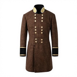 Manteau vintage pour homme en laine, brodé, double boutonnage, vêtement d'hiver, costume historique - Product Image 1