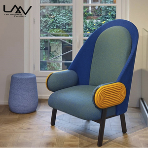 Modern Macron <strong>Color</strong> Matching Leisure Accent Chairs Fabric Upholstered Lounge Armchair Use for Living Room Hotel <strong>Fauteuil</strong> - Product Image 1
