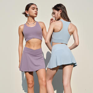 Ensemble <span class=keywords><strong>de</strong></span> tenues <span class=keywords><strong>de</strong></span> <span class=keywords><strong>tennis</strong></span> pour femmes <span class=keywords><strong>de</strong></span> haute qualité en gros soutien-gorge <span class=keywords><strong>de</strong></span> sport col en U respirant détachable Yoga Fitness débardeur avant court pour - Product Image 1