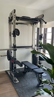 Máquina Smith Multifuncional Comercial con Cable, Entrenador Funcional, Power Rack, Equipo de Gimnasio Todo en Uno para Entrenamiento de Fuerza