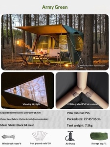 Tente gonflable familiale à colonne d'air monobloc, auto-gonflable, avec maille sur quatre côtés, pour le camping en plein air et les séjours de nuit - Product Image 5