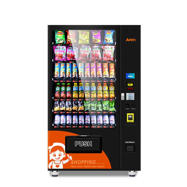 Máquina de venda automática de 24 horas, porta de ar automático para comida apple, máquina de venda automática de lanche e bebidas, android