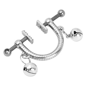 QKKQ Metal Nipple <b>Clamps</b> with Bells and Collar Leather Choker <b>U</b> Shaped <b>Clamps</b> Nipple Toys Breast Clips BDSM Sex Toys for Couples - Product Image 5