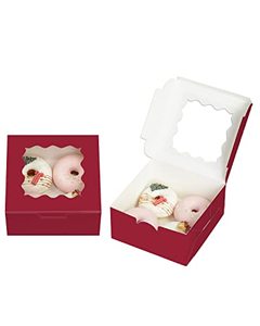 Venta caliente embalaje de cartón plegable panadería pastel pastelería caja impresa boda grande Pvc tapa transparente rojo tratar pastel cajas de papel - Product Image 6