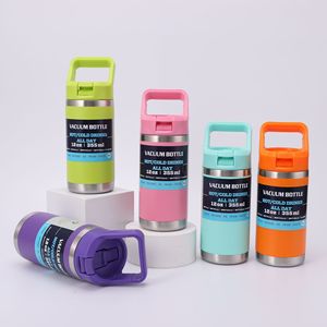 Bouteille d'eau isotherme en acier inoxydable pour enfants, 12 oz, sans BPA, double paroi, avec logo personnalisé, pour l'école, avec couvercle à paille - Product Image 2