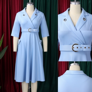 Vestidos de Trabajo para Mujer, Nueva Colección 2026, Casuales y Elegantes, Manga Media, Cuello en V, Vestidos Formales de Oficina, Vestidos Africanos - Product Image 4