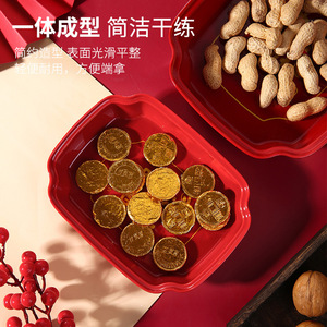 Wuhe Red Lacquered Storage Trays Set Stackable Irregular Shape For Snacks Candies New Year Gift Box Household Use - Product Image 3