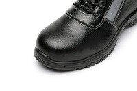 Chaussures de sécurité pour hommes, noires, mi-hautes, respirantes, en cuir PU, avec embout en acier, pour l'hiver et l'automne, pour la construction, l'usine, le travail