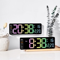 Reloj de Pared Digital Huayang Color Macaron 5529, Día de la Semana, Fin de Semana, Alarma Doble, Temporizador, Función de Memoria, para Decoración de Sala de Estar