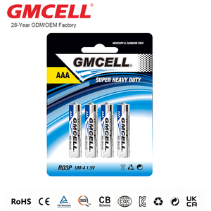 Batería de Zinc-Carbono GMCELL AAA R03P UM-4 1.5V Súper Resistente, Libre de Mercurio y Cadmio - Product Image 1