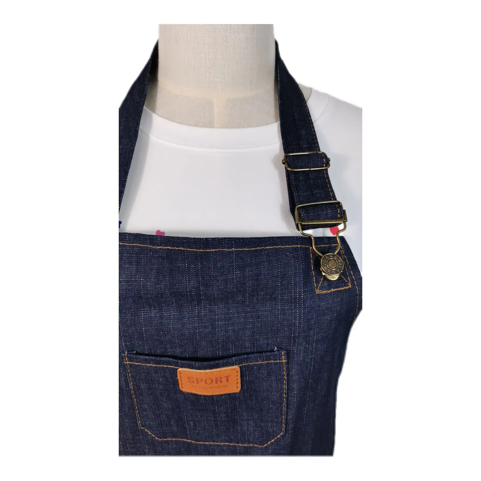 Bavoir en coton denim à logo personnalisé Tablier de cuisine sans manches en toile à 2 poches pour chef de cuisine Lavable Design personnalisé