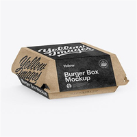 Différentes tailles noir à clapet personnalisé à emporter emballage alimentaire logo imprimé, frites poulet boîte à hamburger