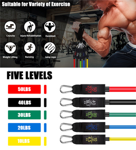 Tubos de resistencia de látex de alta resistencia NQ SPORTS para entrenamiento funcional y rehabilitación <span class=keywords><strong>CrossFit</strong></span> manijas antideslizantes y anclaje de puerta - Product Image 6