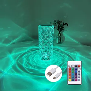 Romantic Crystal Desk Indoor Decoration Rose White RGB 16 Color Touch Switch Remote Control USB Power Rechargeable Table Lamp