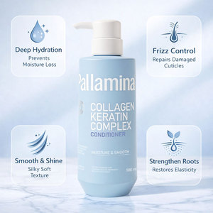 Pallamina Factory OEM, <span class=keywords><strong>Mejor</strong></span> Precio, 500 ml, Sets de Cuidado Capilar con Queratina Natural Orgánica Personalizados, <span class=keywords><strong>Acondicionador</strong></span> Capilar con Colágeno de Marca Privada - Product Image 3