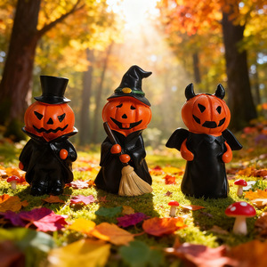 Décorations et cadeaux d'Halloween pour adultes : mini citrouilles, figurines de gentleman, sorcière, démon, accessoires de scène, ornements en résine - Product Image 4