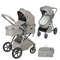 Poussette pliable compacte Kidilo Baby V8 à double fonction (assis-debout) avec cadre en alliage d'aluminium et vue haute, capacité de charge 20 kg