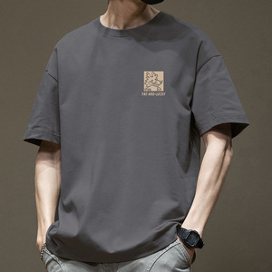 Camiseta de Verano Vintage para Hombre, Estilo Holgado, de Algodón Pesado con Estampado de Serigrafía, Marca de Moda de Hong Kong - Product Image 3