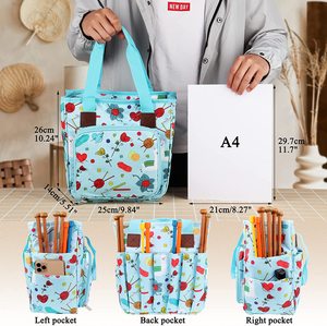 Material Oxford impermeable portátil plegable de gran capacidad Floral tejido personalizado cesta de mano organizador de almacenamiento de hilo bolsas - Product Image 4