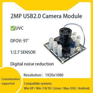โมดูลกล้อง 2MP 1080p USB2.0 1/2.7 นิ้ว CMOS 102 ° DFOV IR‑CUT สำหรับระบบตรวจสอบความปลอดภัยภายในอาคารในลานจอดรถใต้ดิน - Product Image 1