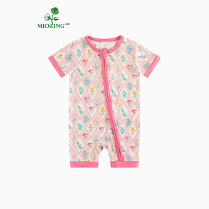 Romper Bayi Miozing Bahan Viscose Bambu Lembut Seperti Mentega dengan Ritsleting 2 Arah Bersertifikasi OEKO-TEX, Pakaian Tidur Bayi Musim Panas Grosir - Product Image 1