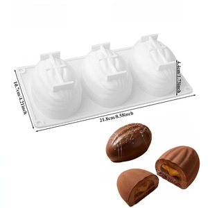 Molde de silicona con forma de nueces para barras de chocolate, diseño de almendras de 3 cavidades, molde 3D para mousse, herramientas de repostería, utensilios de cocina para hornear pasteles - Product Image 4