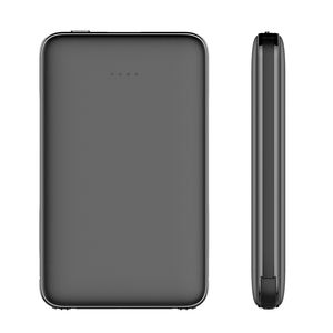 ספק מפעל סוללת ליתיום-פולימר דקה במיוחד 5000mAh 10W מחומר ABS בנק כוח נייד עם שני כבלים מובנים מסוג Type-C - Product Image 4