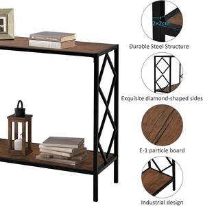 Table console <span class=keywords><strong>d</strong></span>'<span class=keywords><strong>entrée</strong></span> en bois <span class=keywords><strong>d</strong></span>'orme avec cadre en métal doré, petite table de salon, table de couloir - Product Image 4