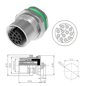Connettori per Sensori M12 Impermeabili IP67 IP68, Tipo a Saldare Maschio/Femmina, Adattatore Posteriore a 12 Pin per Applicazioni Automobilistiche - Product Image 5